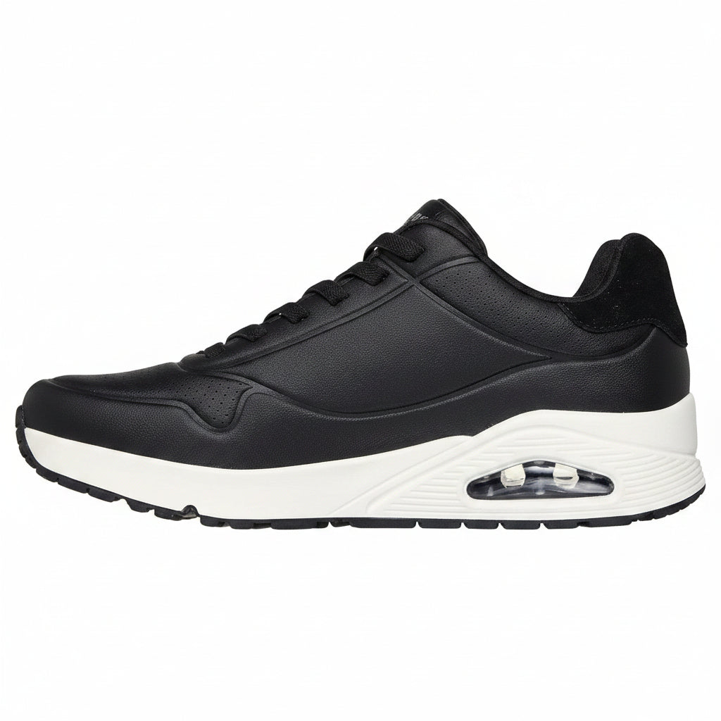 Skechers Hands Free Slip-Ins: Uno - Easy Air - Black White (Style #183005-BLK) - Men's Shoes