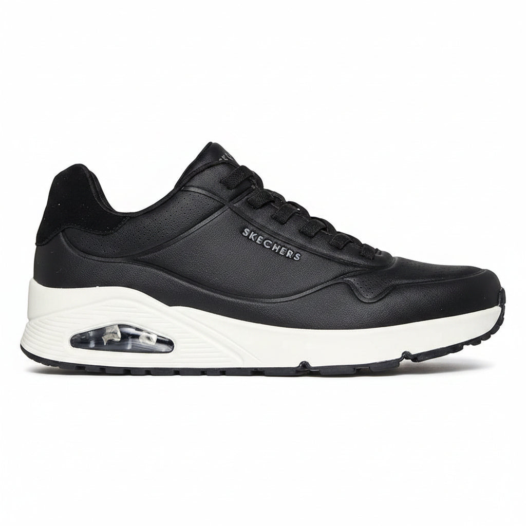 Skechers Hands Free Slip-Ins: Uno - Easy Air - Black White (Style #183005-BLK) - Men's Shoes