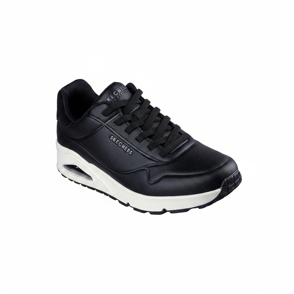 Skechers Hands Free Slip-Ins: Uno - Easy Air - Black White (Style #183005-BLK) - Men's Shoes